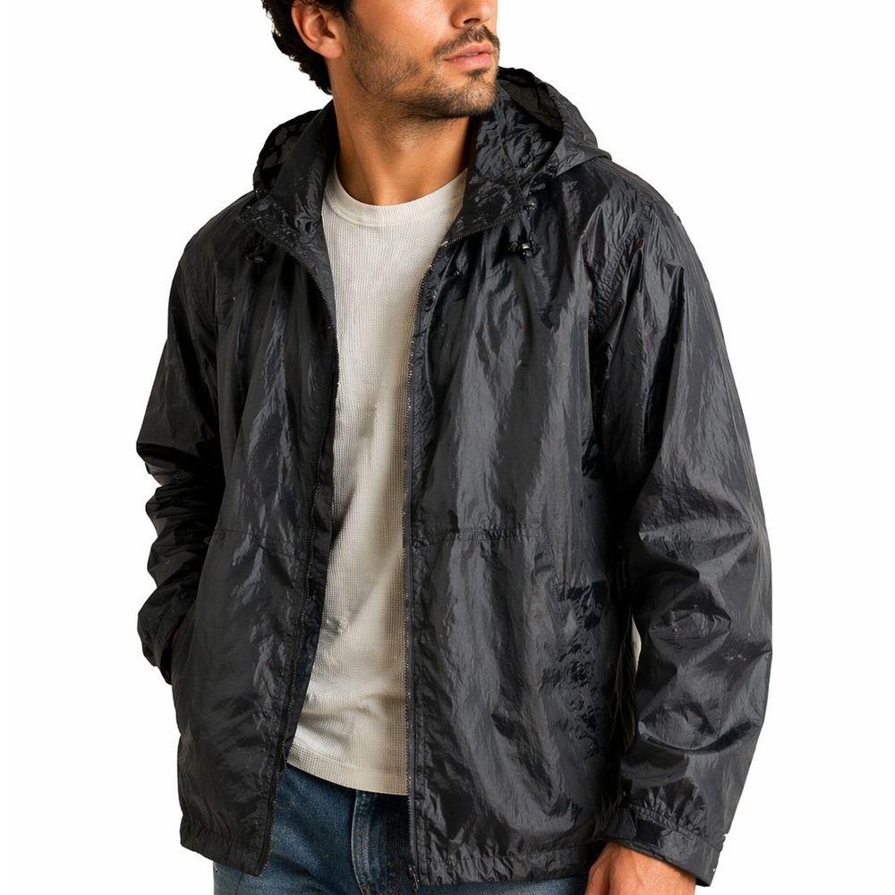 Portwest Rain Jacket Mens M‎ Navy Waterproof Hooded Windbreaker Work Coate